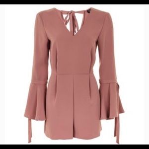 Topshop Princess Polly Dusty Pink Romper with Flare Sleeves.